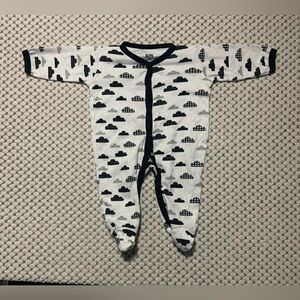 White and Black Footies One Piece with Enclosed Feet